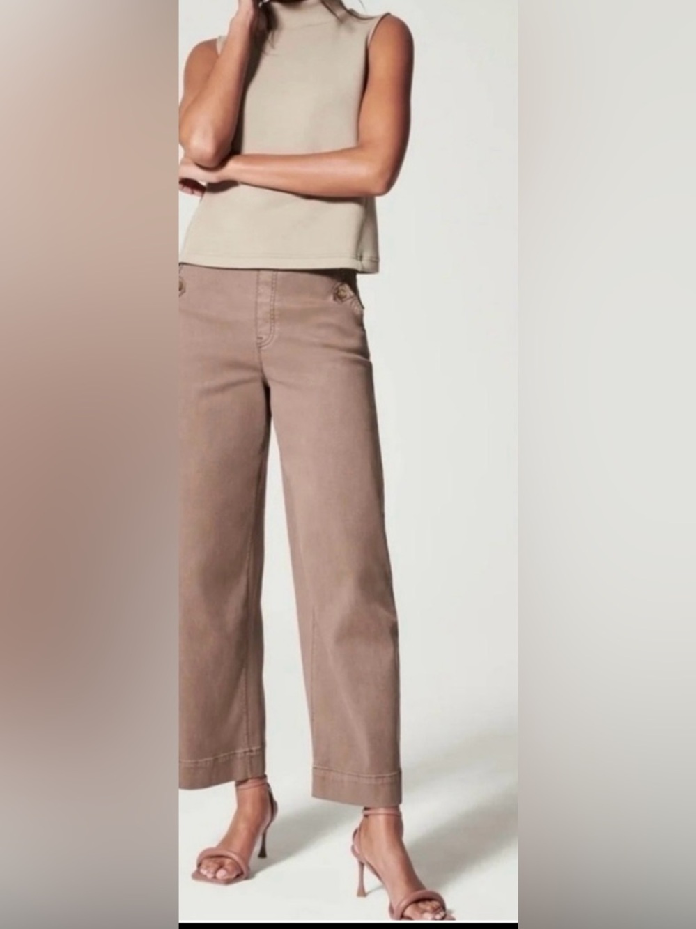 SPANX Wide Leg Jeans in Taupe